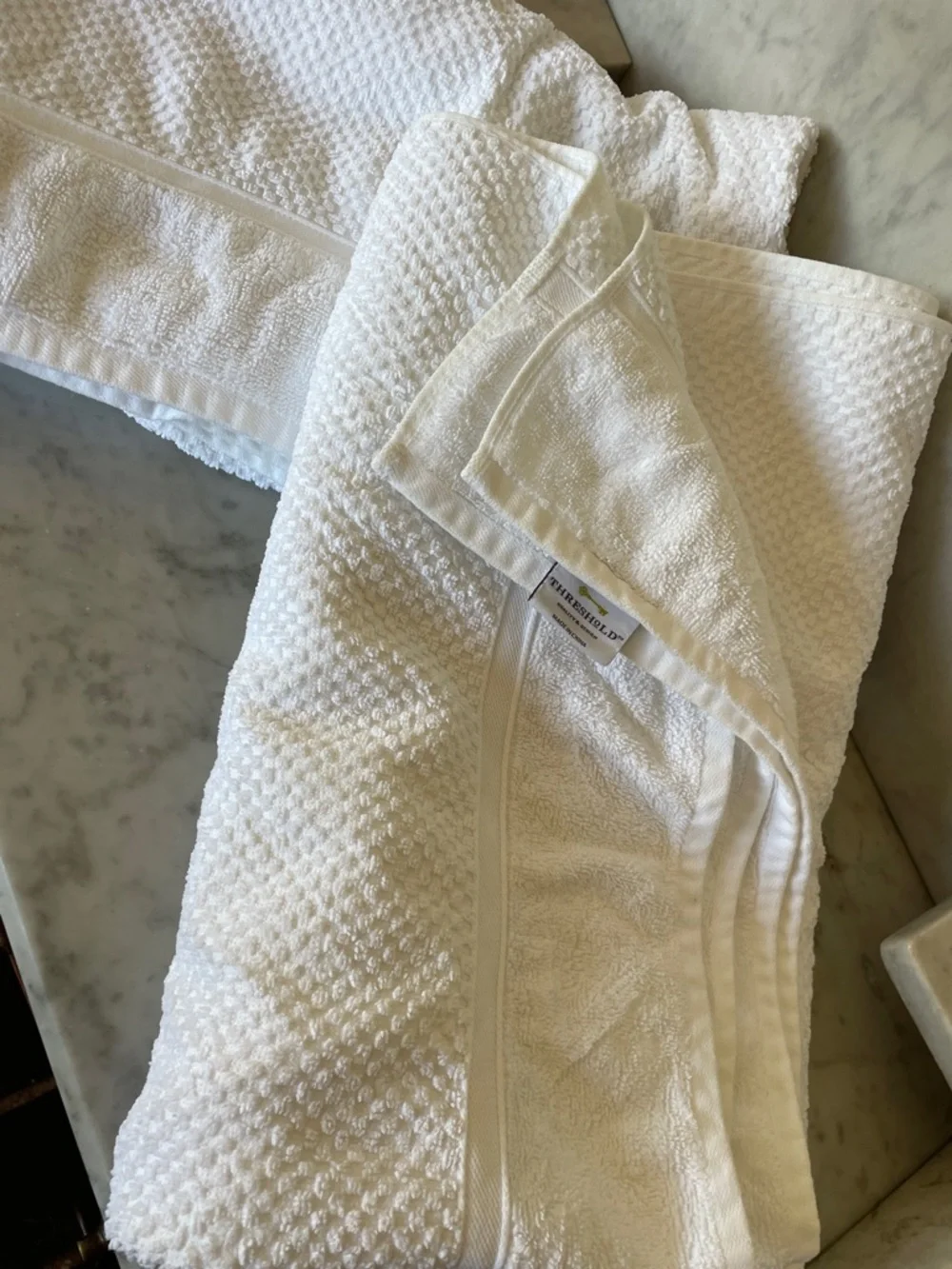 THRESHOLD White Cotton Waffle Weave Bath Sheets Set of 2